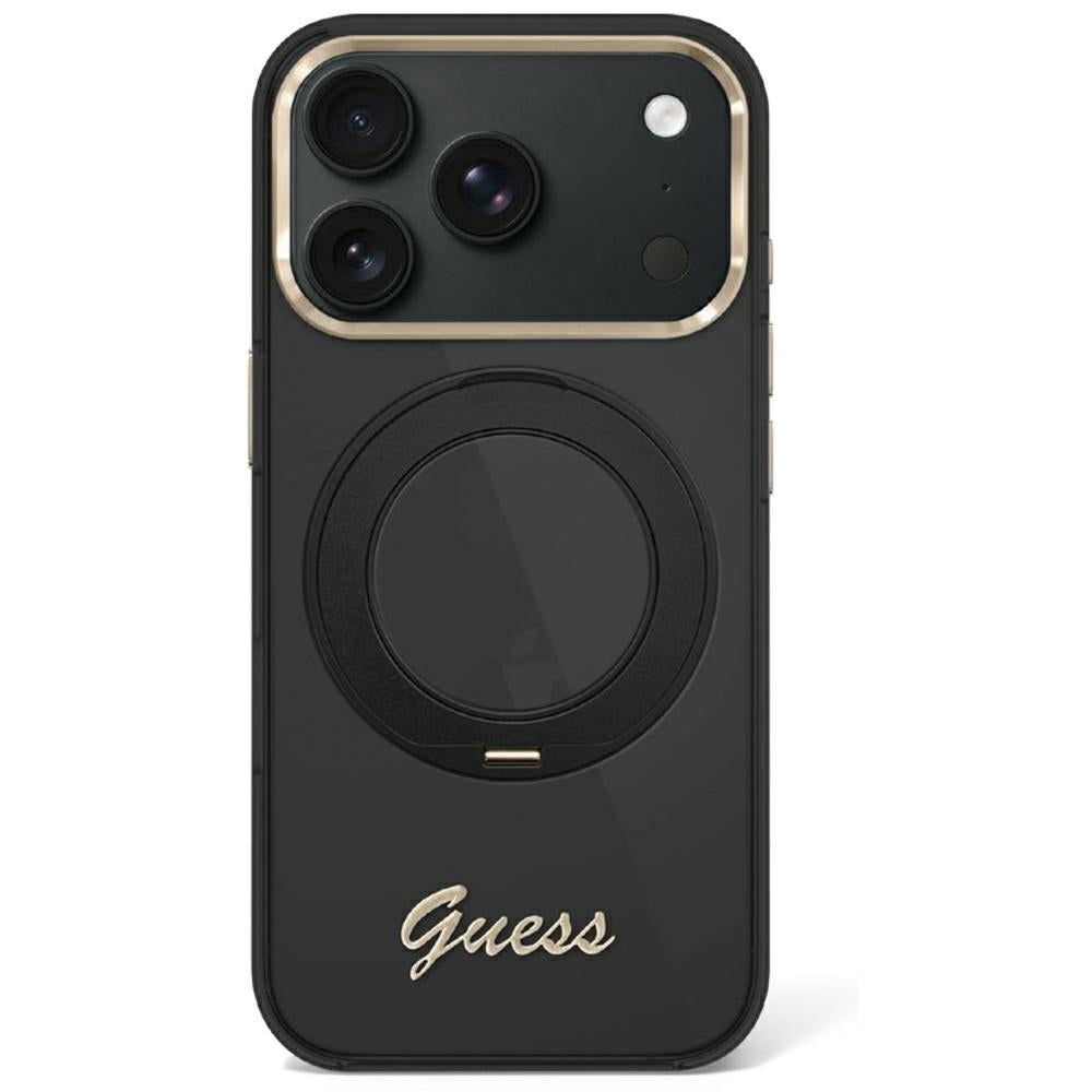 Guess iPhone 17 Pro Max/iPhone 18 Pro Max Skal Ring Stand Script Logo Svart