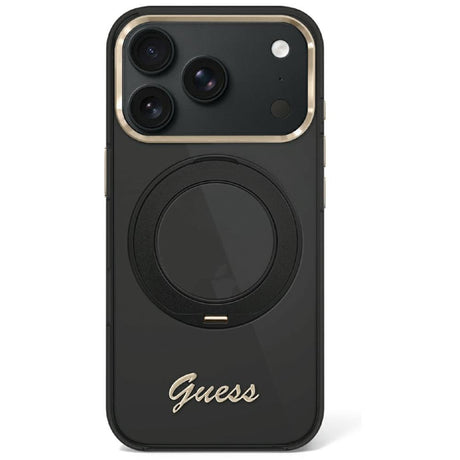 Guess iPhone 17 Pro Max/iPhone 18 Pro Max Skal Ring Stand Script Logo Svart
