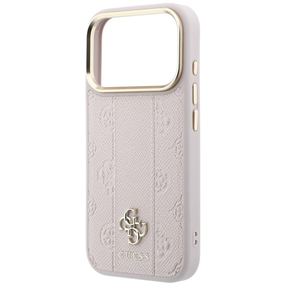 Guess iPhone 17 Pro Max/iPhone 18 Pro Max Skal Stripe Peony 4G Logo Rosa
