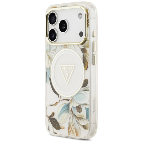 Guess iPhone 17 Pro/iPhone 18 Pro Skal Glitter Flowers Vit