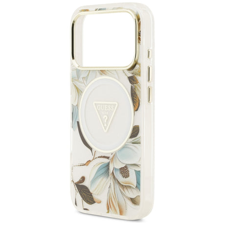 Guess iPhone 17 Pro/iPhone 18 Pro Skal Glitter Flowers Vit