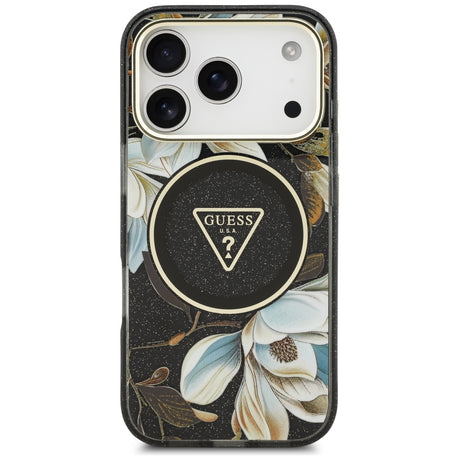 Guess iPhone 17 Pro/iPhone 18 Pro Skal Glitter Flowers Svart