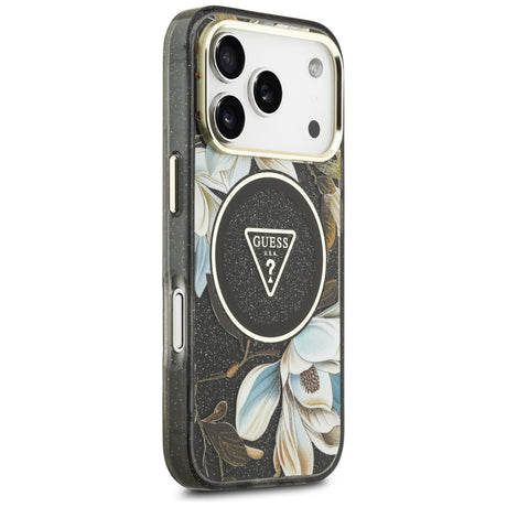 Guess iPhone 17 Pro/iPhone 18 Pro Skal Glitter Flowers Svart