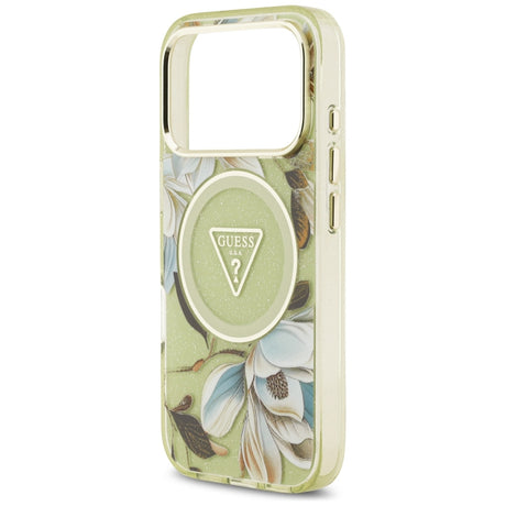 Guess iPhone 17 Pro/iPhone 18 Pro Skal Glitter Flowers Grön