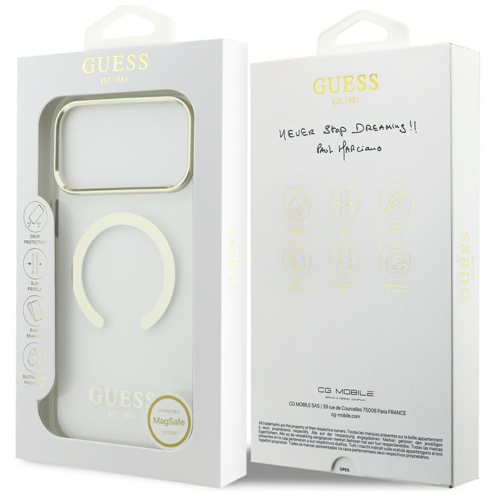 Guess iPhone 17 Pro Max/iPhone 18 Pro Max Skal Metal Outline Guld