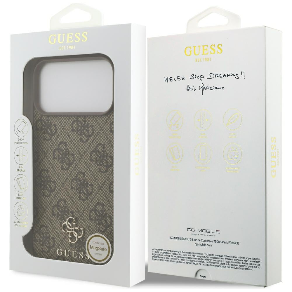 Guess iPhone 17 Pro Max/iPhone 18 Pro Max Skal 4G Small Classic Logo Brun