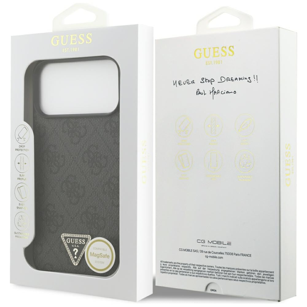Guess iPhone 17 Pro Max/iPhone 18 Pro Max Skal 4G Triangle Strass Svart