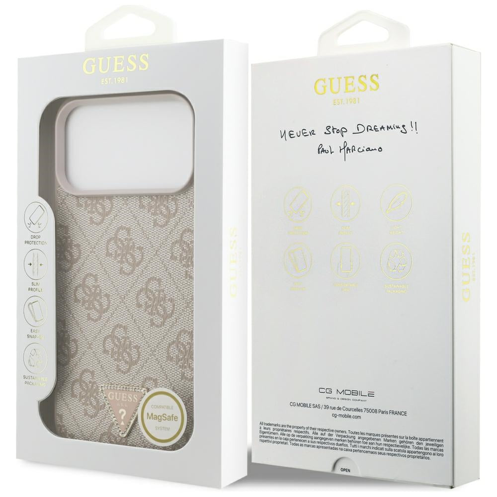Guess iPhone 17 Pro Max/iPhone 18 Pro Max Skal 4G Triangle Strass Rosa