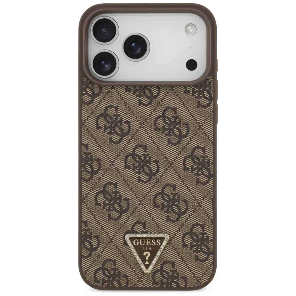 Guess iPhone 17 Pro Max/iPhone 18 Pro Max Skal 4G Triangle Strass Brun