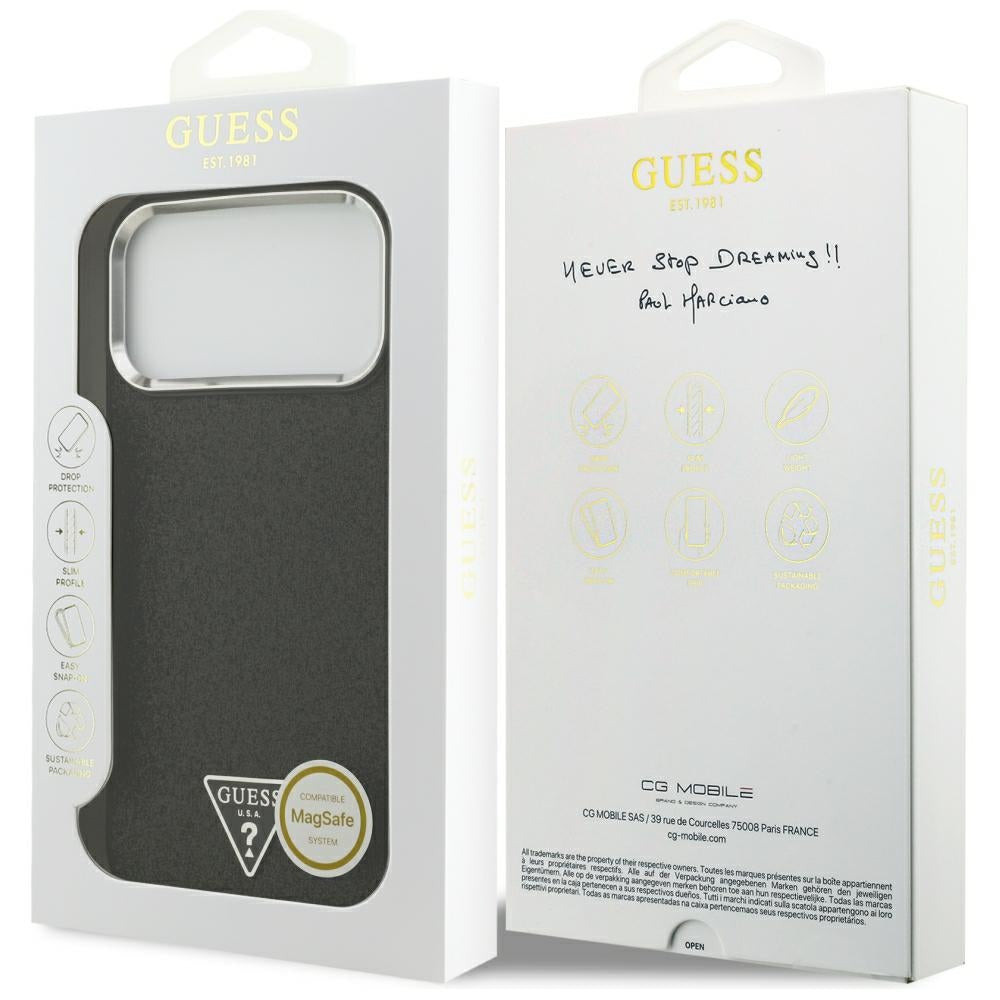 Guess iPhone 17 Pro Max/iPhone 18 Pro Max Skal Glitter Triangle Logo Svart