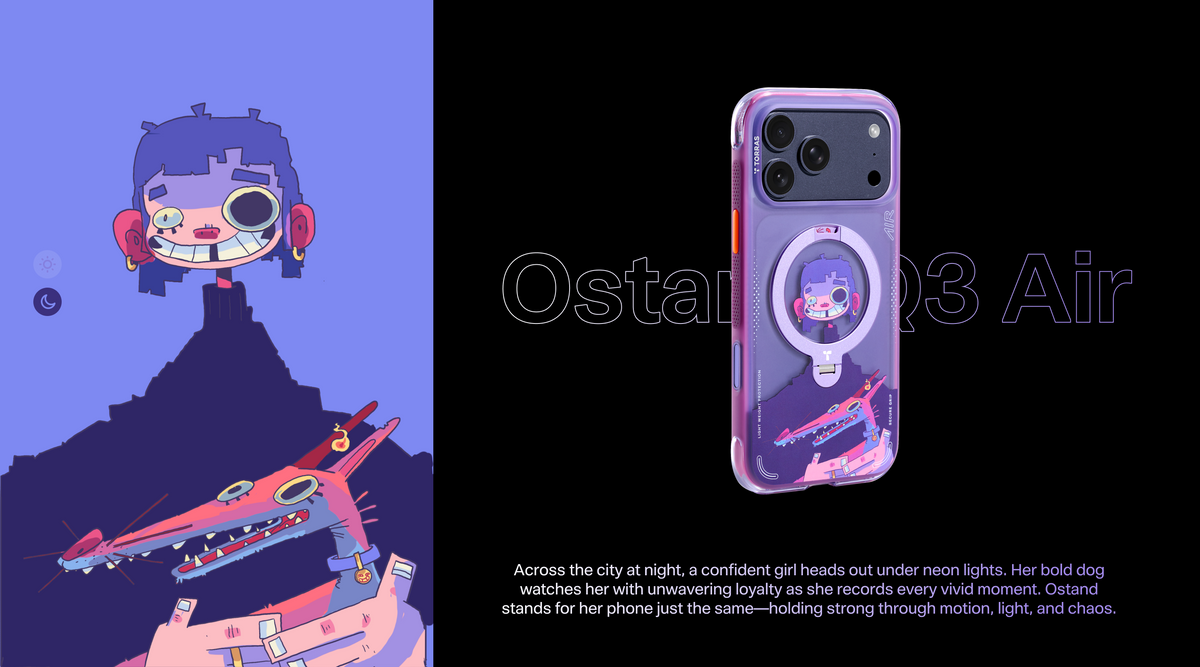 Torras iPhone 17 Pro Skal Ostand Q3 Air Gawx Neon Night Muse