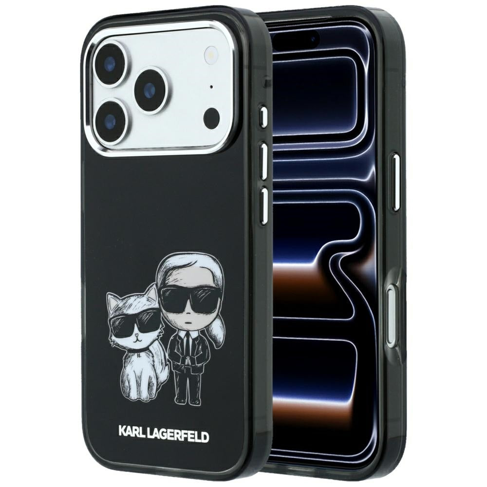 Karl Lagerfeld iPhone 17 Pro/iPhone 18 Pro Skal Smooth Karl & Choupette Sketch Svart