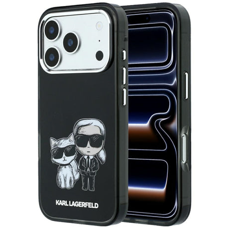 Karl Lagerfeld iPhone 17 Pro/iPhone 18 Pro Skal Smooth Karl & Choupette Sketch Svart