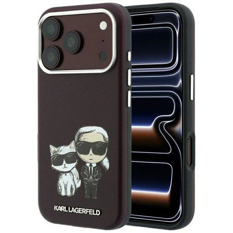 Karl Lagerfeld iPhone 17 Pro/iPhone 18 Pro Skal Smooth Karl & Choupette Sketch Burgundy