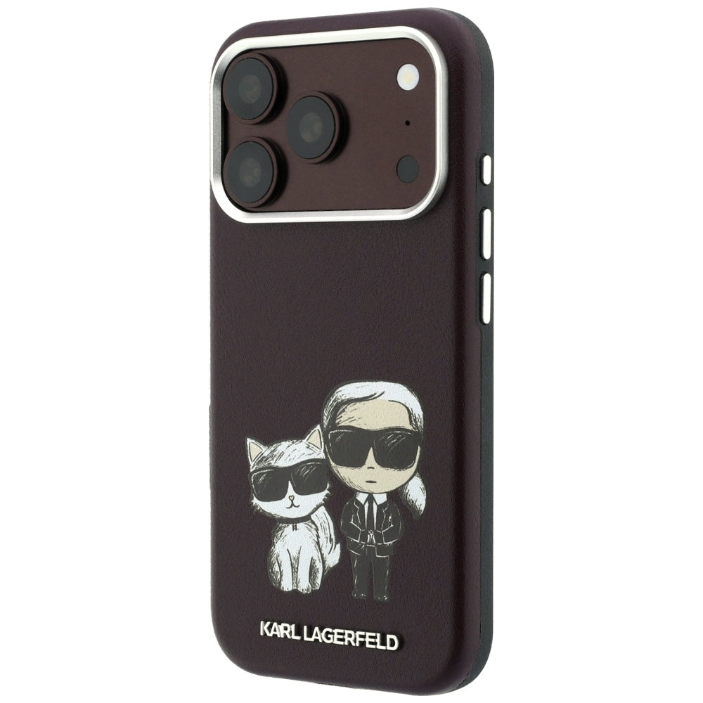 Karl Lagerfeld iPhone 17 Pro/iPhone 18 Pro Skal Smooth Karl & Choupette Sketch Burgundy