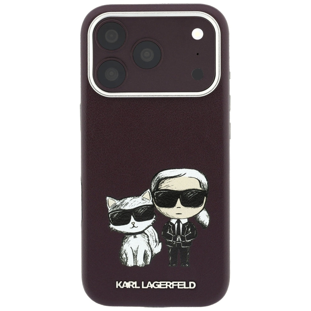 Karl Lagerfeld iPhone 17 Pro/iPhone 18 Pro Skal Smooth Karl & Choupette Sketch Burgundy