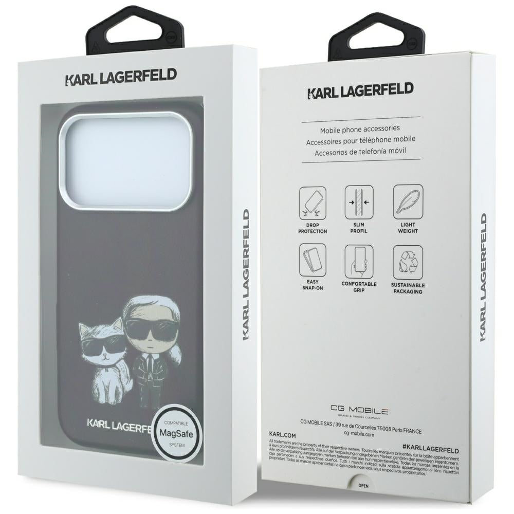 Karl Lagerfeld iPhone 17 Pro/iPhone 18 Pro Skal Smooth Karl & Choupette Sketch Burgundy