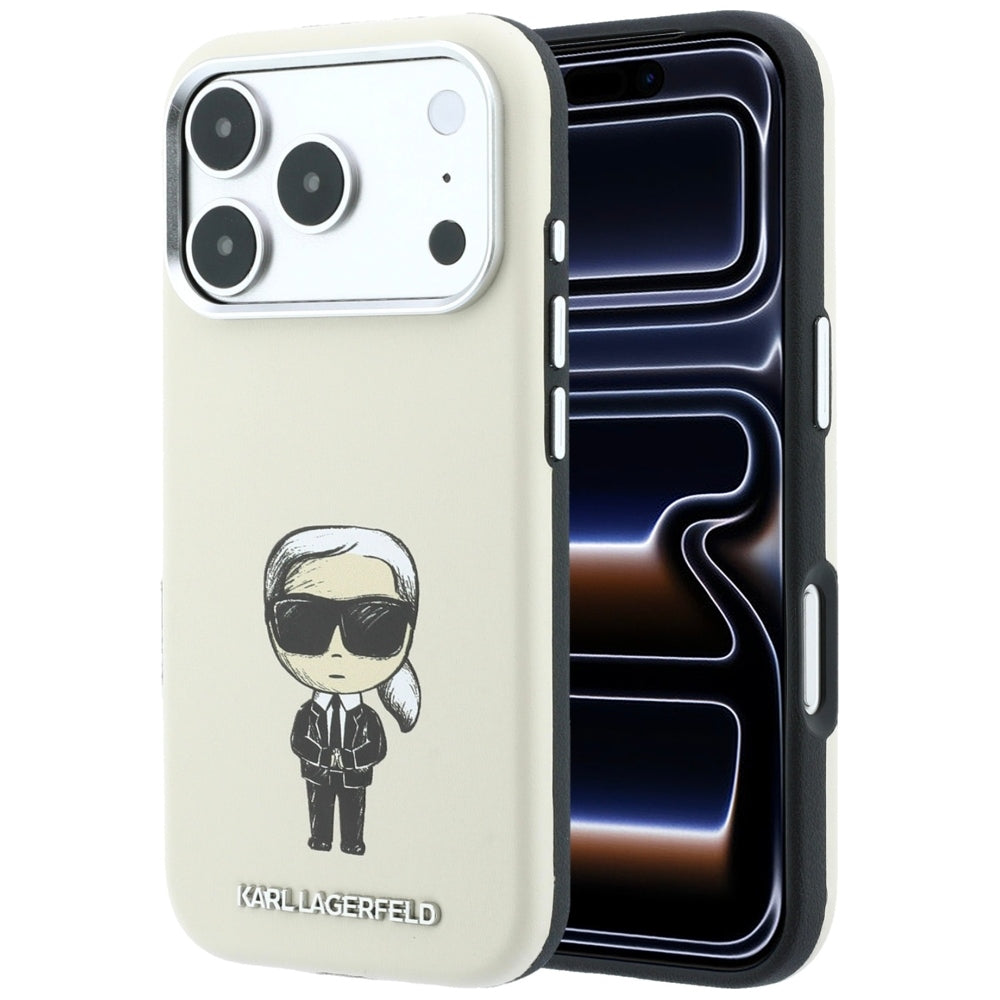 Karl Lagerfeld iPhone 17 Pro/iPhone 18 Pro Skal Smooth Ikonik Sketch Beige