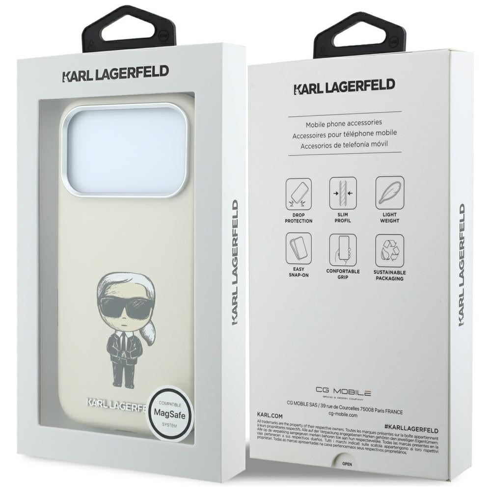 Karl Lagerfeld iPhone 17 Pro/iPhone 18 Pro Skal Smooth Ikonik Sketch Beige