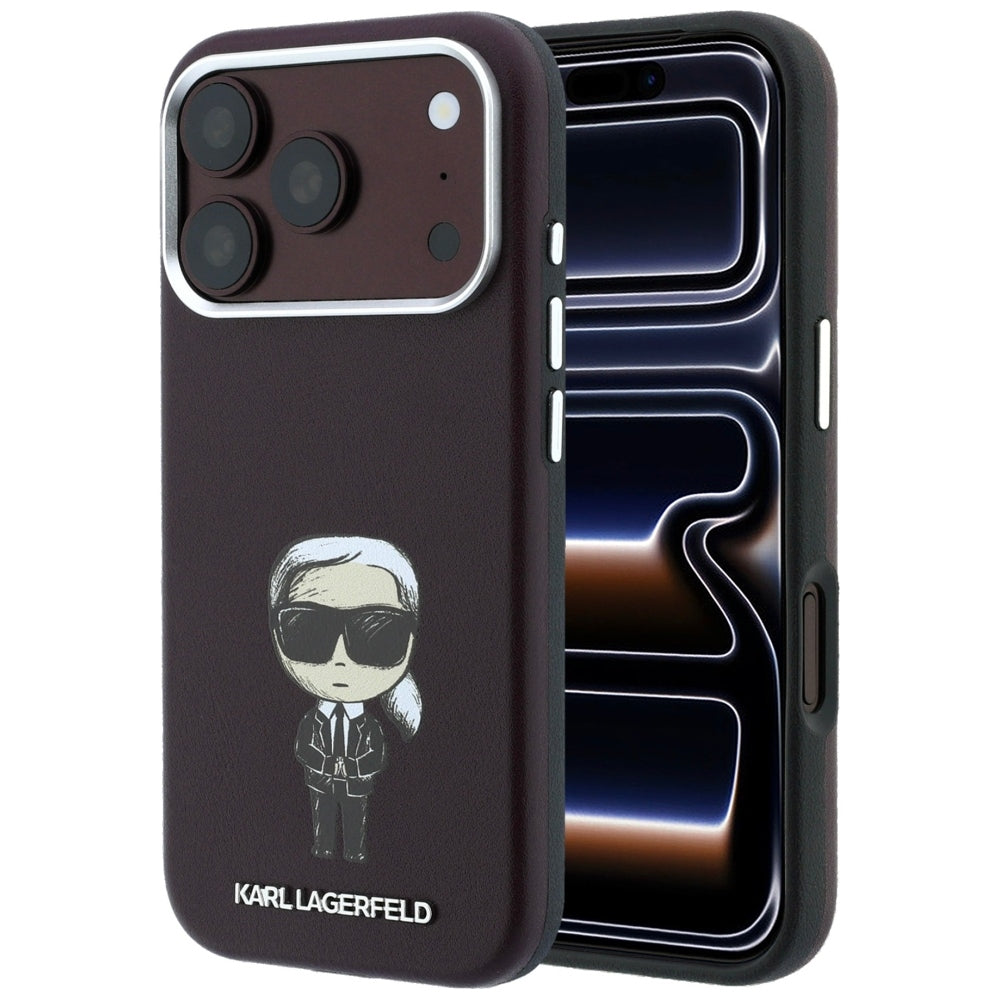 Karl Lagerfeld iPhone 17 Pro/iPhone 18 Pro Skal Smooth Ikonik Sketch Burgundy