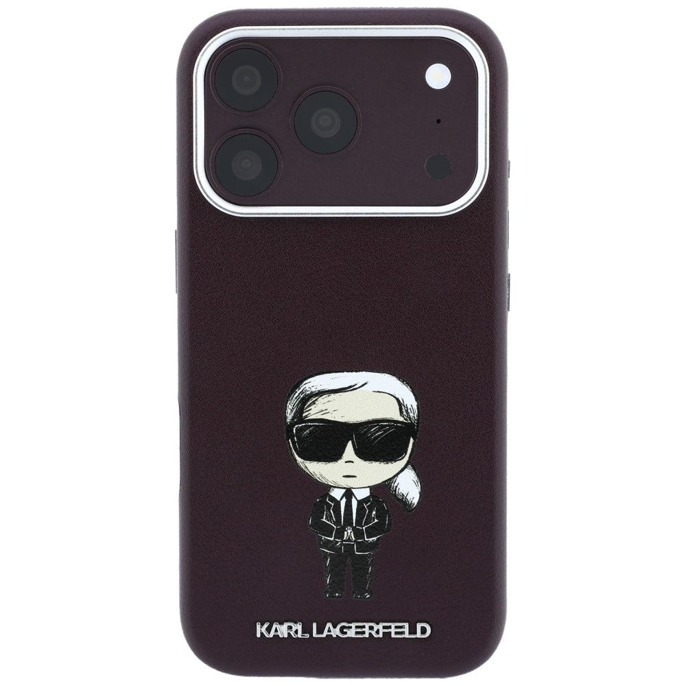Karl Lagerfeld iPhone 17 Pro/iPhone 18 Pro Skal Smooth Ikonik Sketch Burgundy