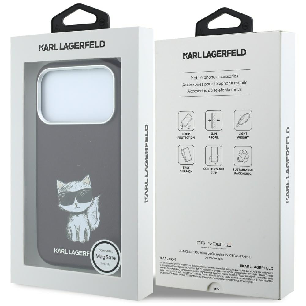 Karl Lagerfeld iPhone 17 Pro/iPhone 18 Pro Skal Smooth Choupette Sketch Burgundy