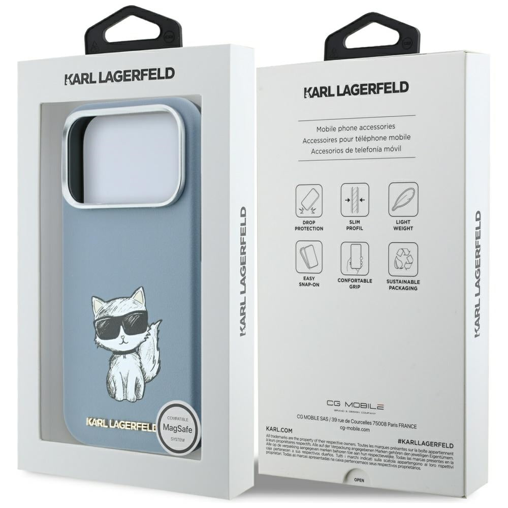 Karl Lagerfeld iPhone 17 Pro/iPhone 18 Pro Skal Smooth Choupette Sketch Blå
