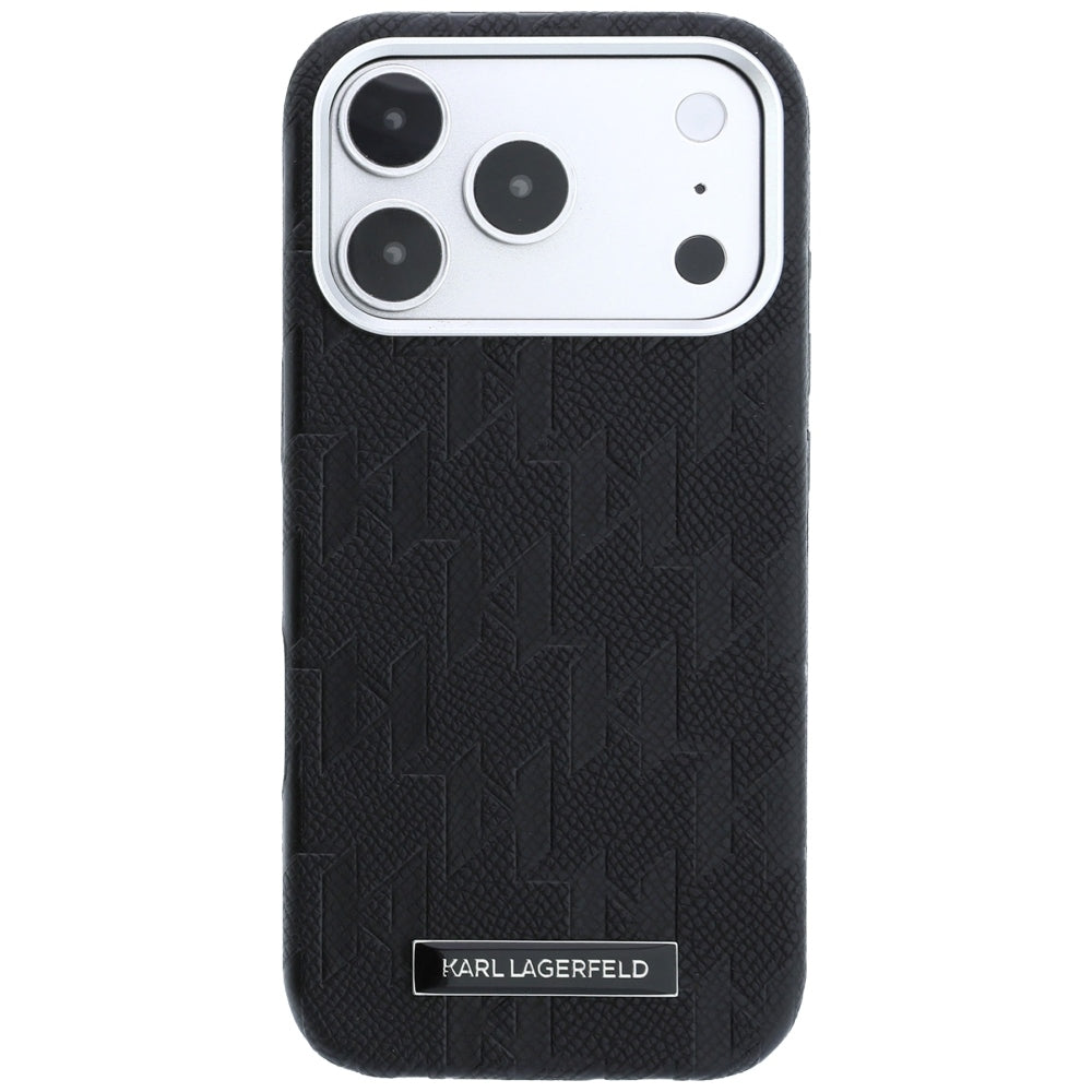 Karl Lagerfeld iPhone 17 Pro Max/iPhone 18 Pro Max Skal Grained Mono Resin Logo Svart