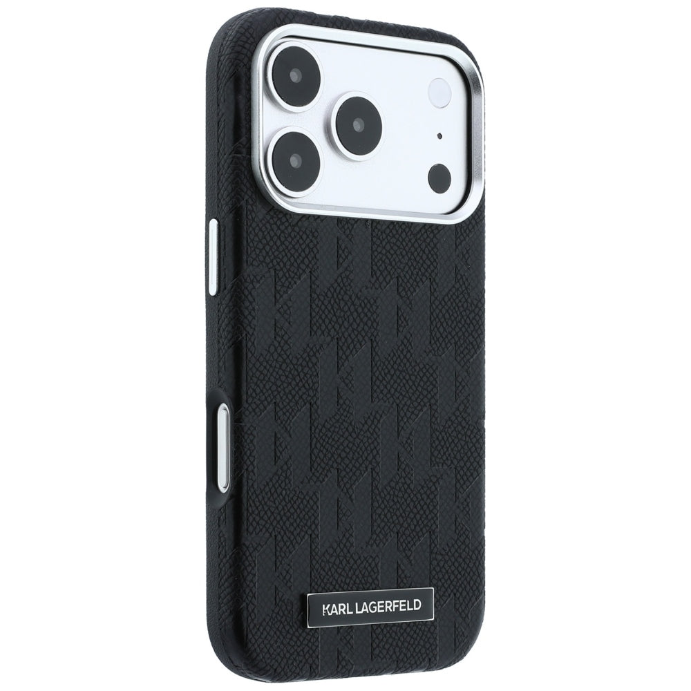 Karl Lagerfeld iPhone 17 Pro Max/iPhone 18 Pro Max Skal Grained Mono Resin Logo Svart
