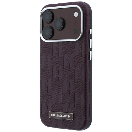Karl Lagerfeld iPhone 17 Pro/iPhone 18 Pro Skal Grained Mono Resin Logo Burgundy