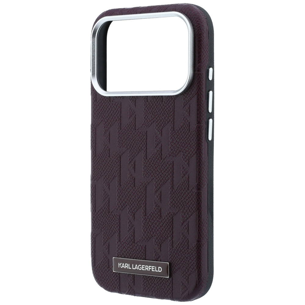 Karl Lagerfeld iPhone 17 Pro/iPhone 18 Pro Skal Grained Mono Resin Logo Burgundy