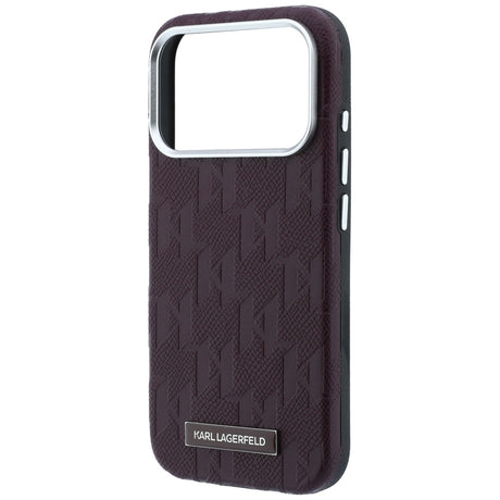 Karl Lagerfeld iPhone 17 Pro/iPhone 18 Pro Skal Grained Mono Resin Logo Burgundy