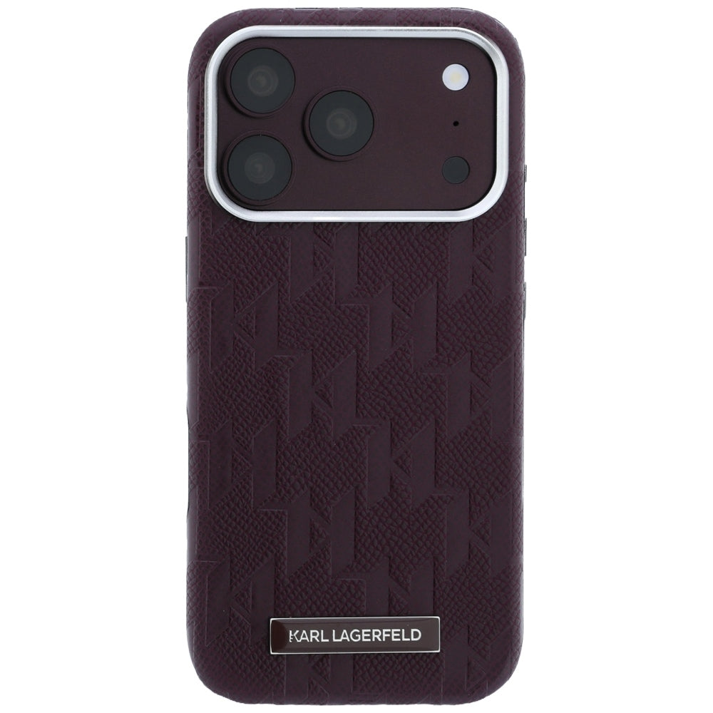 Karl Lagerfeld iPhone 17 Pro Max/iPhone 18 Pro Max Skal Grained Mono Resin Logo Burgundy