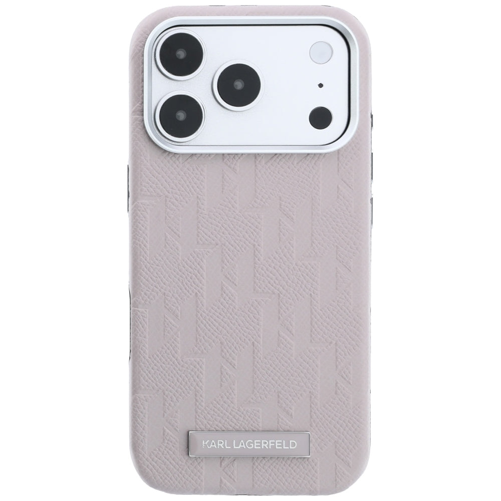 Karl Lagerfeld iPhone 17 Pro/iPhone 18 Pro Skal Grained Mono Resin Logo Rosa