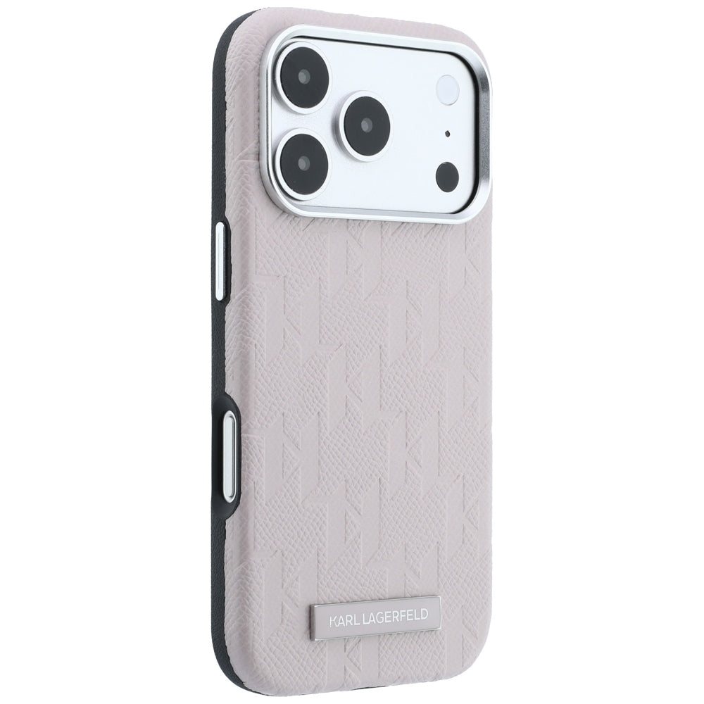 Karl Lagerfeld iPhone 17 Pro/iPhone 18 Pro Skal Grained Mono Resin Logo Rosa