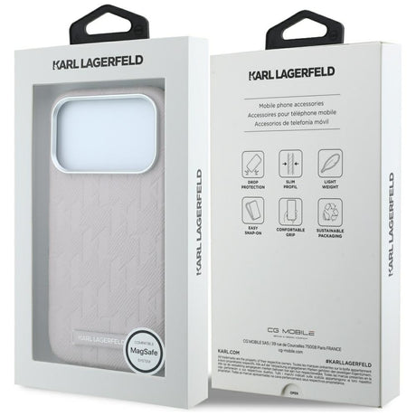 Karl Lagerfeld iPhone 17 Pro Max/iPhone 18 Pro Max Skal Grained Mono Resin Logo Rosa