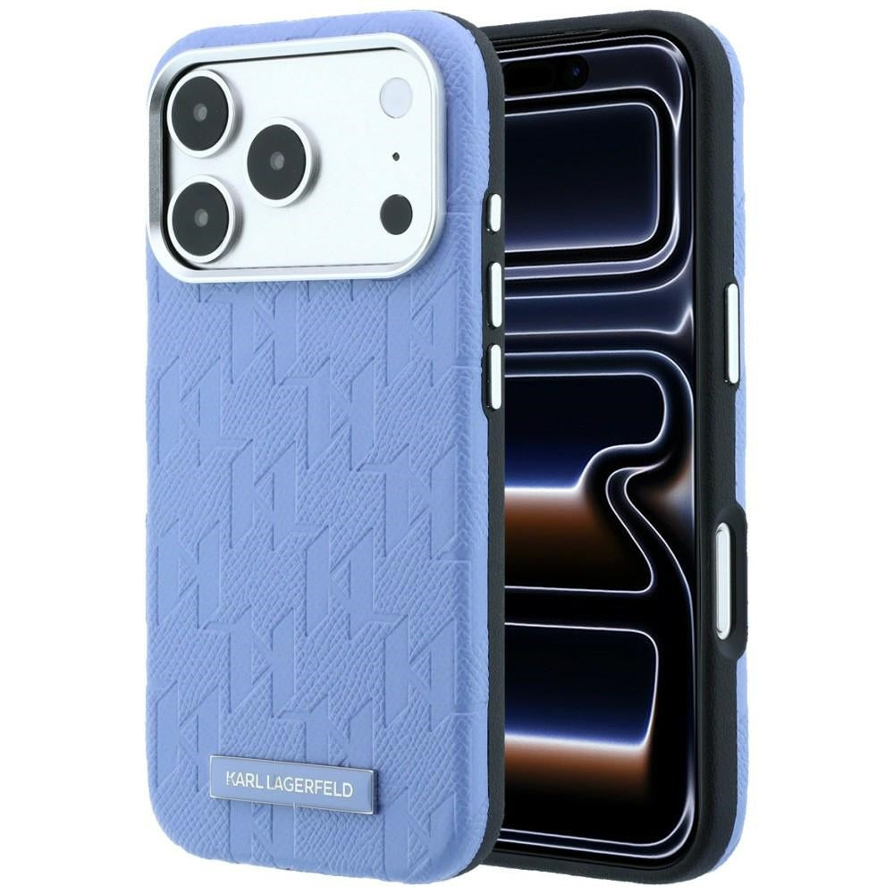Karl Lagerfeld iPhone 17 Pro Max/iPhone 18 Pro Max Skal Grained Mono Resin Logo Blå