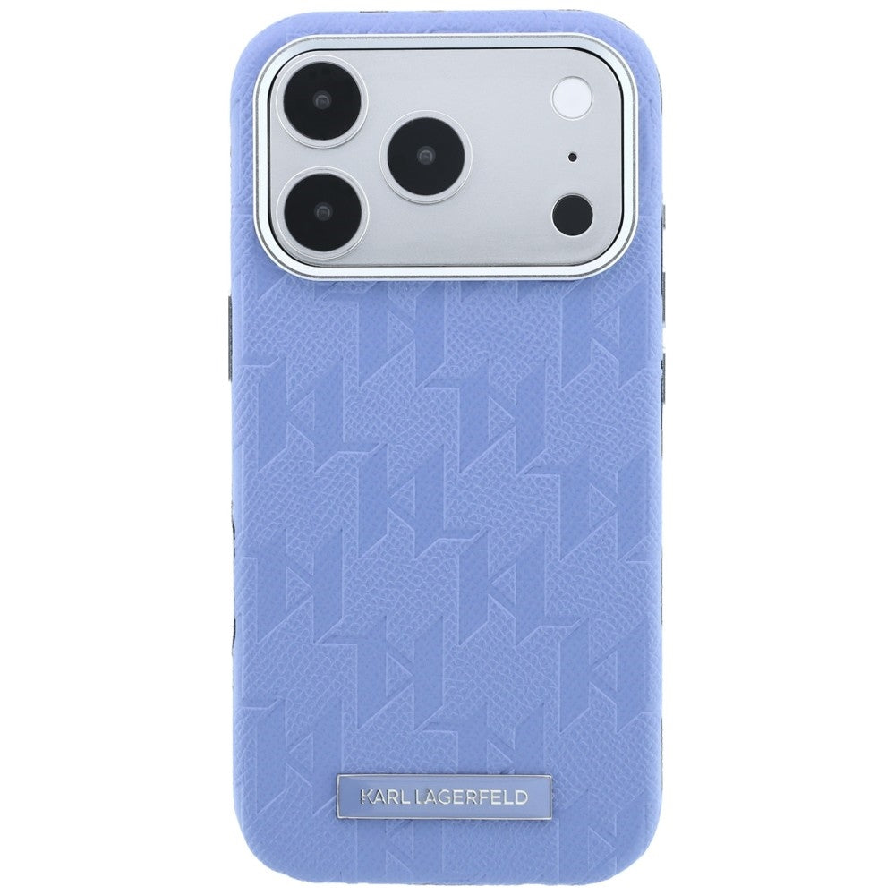 Karl Lagerfeld iPhone 17 Pro Max/iPhone 18 Pro Max Skal Grained Mono Resin Logo Blå