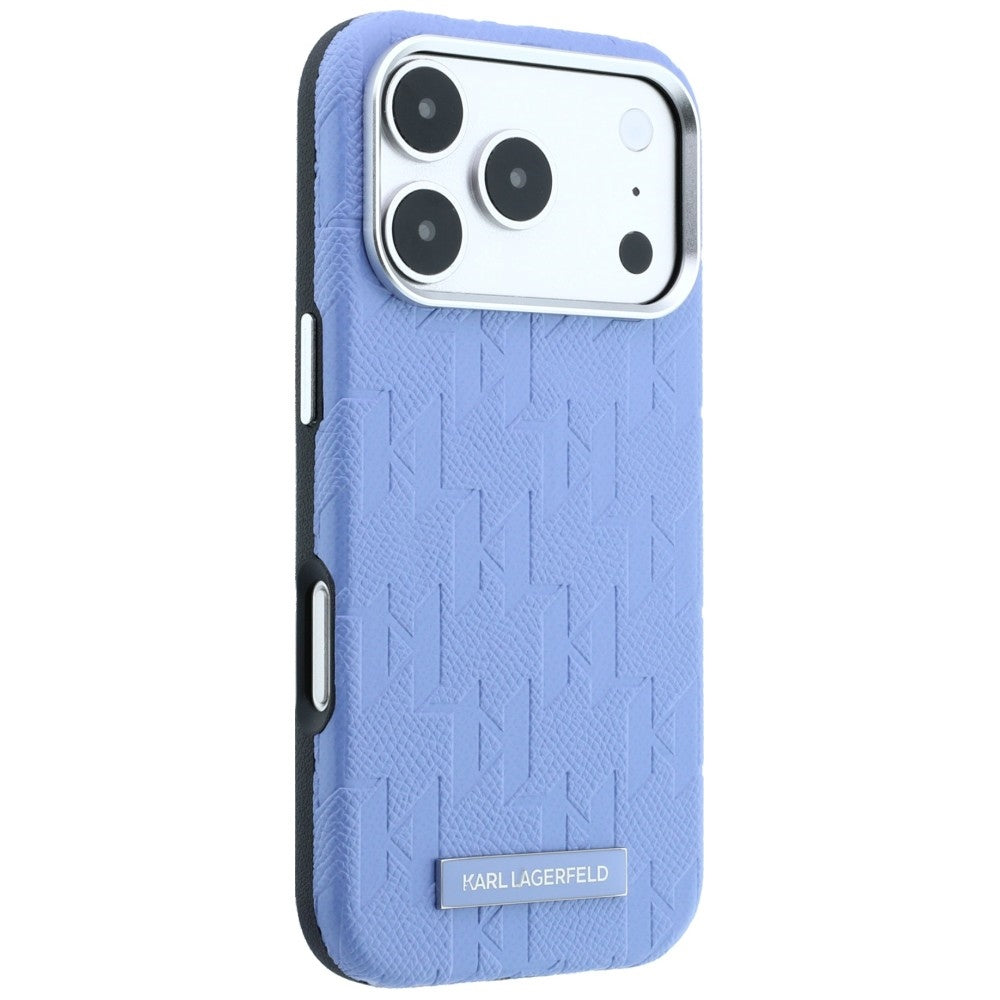 Karl Lagerfeld iPhone 17 Pro Max/iPhone 18 Pro Max Skal Grained Mono Resin Logo Blå
