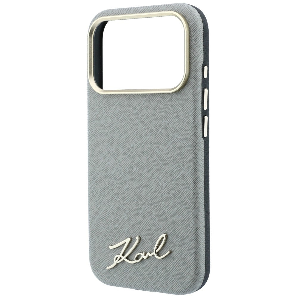 Karl Lagerfeld iPhone 17 Pro Max/iPhone 18 Pro Max Skal Saffiano Script Logo Beige