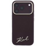Karl Lagerfeld iPhone 17 Pro/iPhone 18 Pro Skal Saffiano Script Logo Burgundy