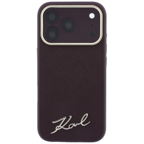 Karl Lagerfeld iPhone 17 Pro/iPhone 18 Pro Skal Saffiano Script Logo Burgundy