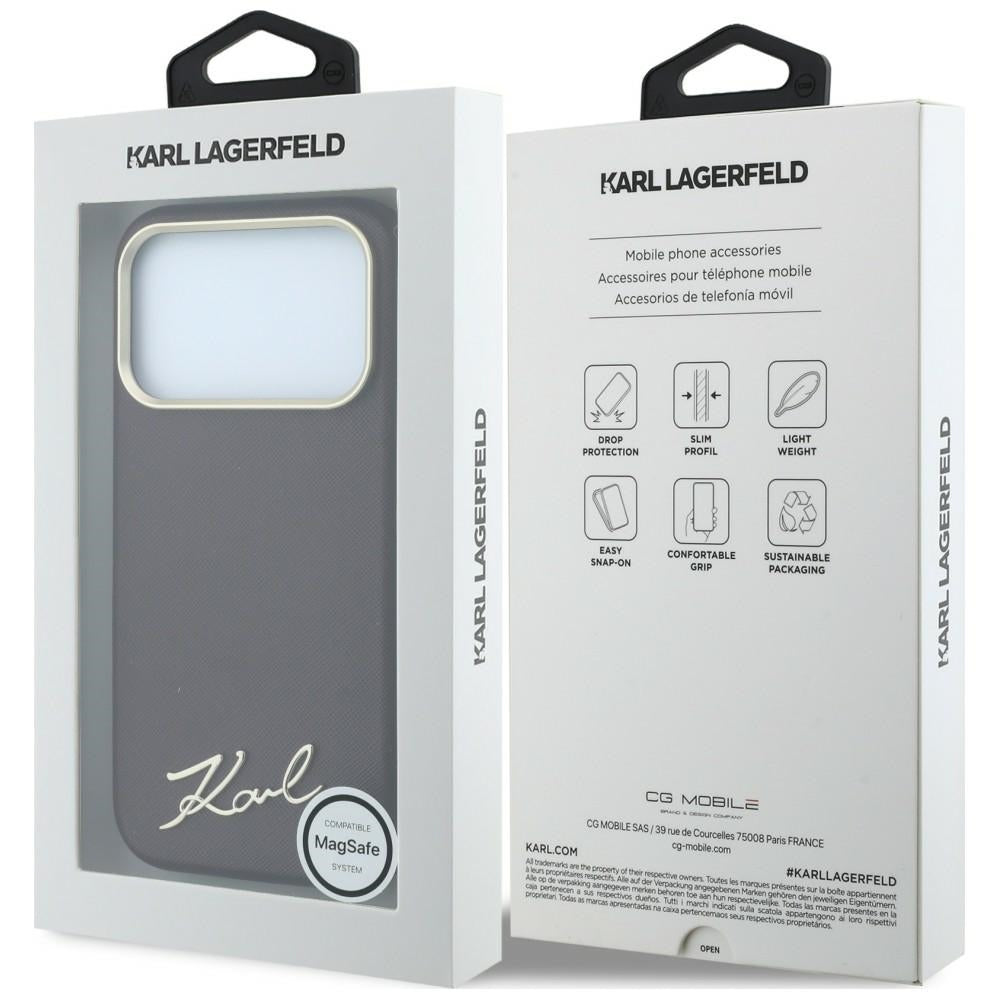 Karl Lagerfeld iPhone 17 Pro/iPhone 18 Pro Skal Saffiano Script Logo Burgundy