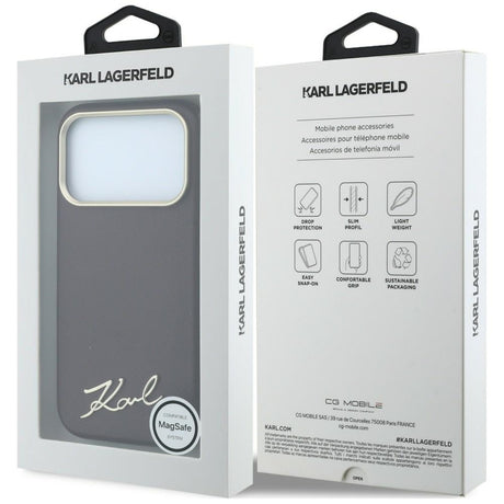 Karl Lagerfeld iPhone 17 Pro/iPhone 18 Pro Skal Saffiano Script Logo Burgundy