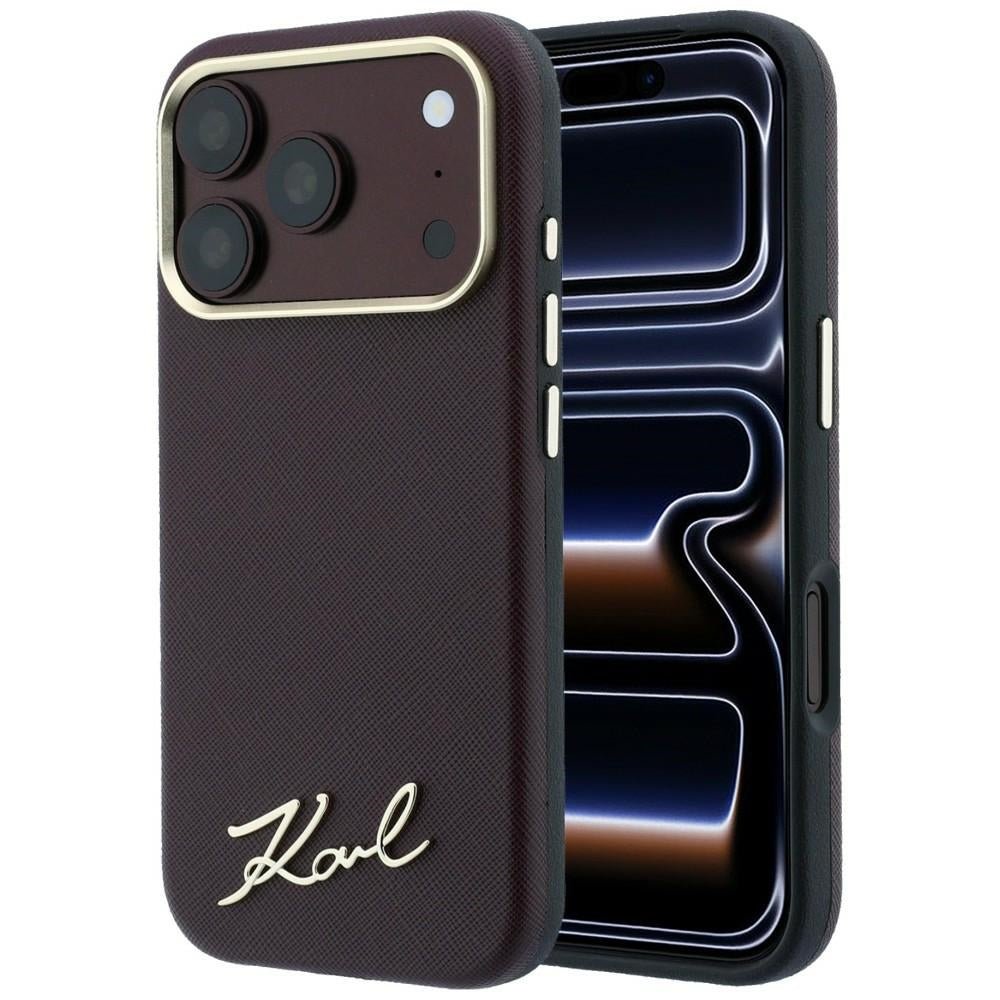 Karl Lagerfeld iPhone 17 Pro Max/iPhone 18 Pro Max Skal Saffiano Script Logo Burgundy