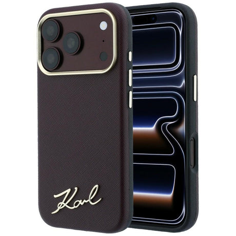 Karl Lagerfeld iPhone 17 Pro Max/iPhone 18 Pro Max Skal Saffiano Script Logo Burgundy