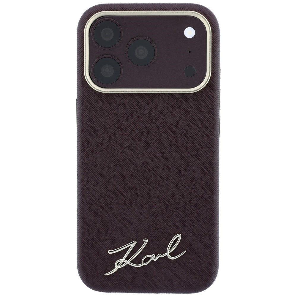 Karl Lagerfeld iPhone 17 Pro Max/iPhone 18 Pro Max Skal Saffiano Script Logo Burgundy
