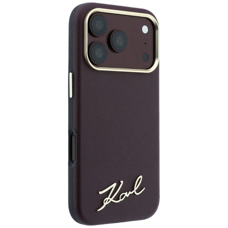 Karl Lagerfeld iPhone 17 Pro Max/iPhone 18 Pro Max Skal Saffiano Script Logo Burgundy