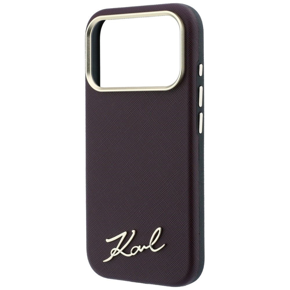 Karl Lagerfeld iPhone 17 Pro Max/iPhone 18 Pro Max Skal Saffiano Script Logo Burgundy