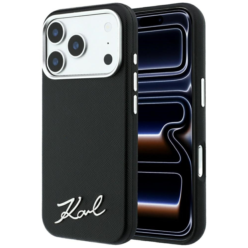 Karl Lagerfeld iPhone 17 Pro Max/iPhone 18 Pro Max Skal Saffiano Script Logo Svart